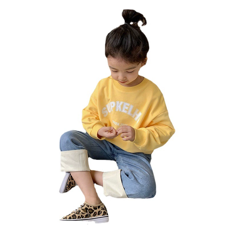 Осенняя и зимняя тонкая детская корейская версия иностранного алфавита свитера