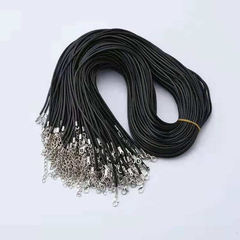 Leather cord necklace 2.0mm thick/70cm long + 5cm tail chain