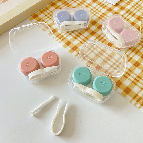 Korean ins simple candy color portable contact lens case, contact lens companion box, storage and care double box