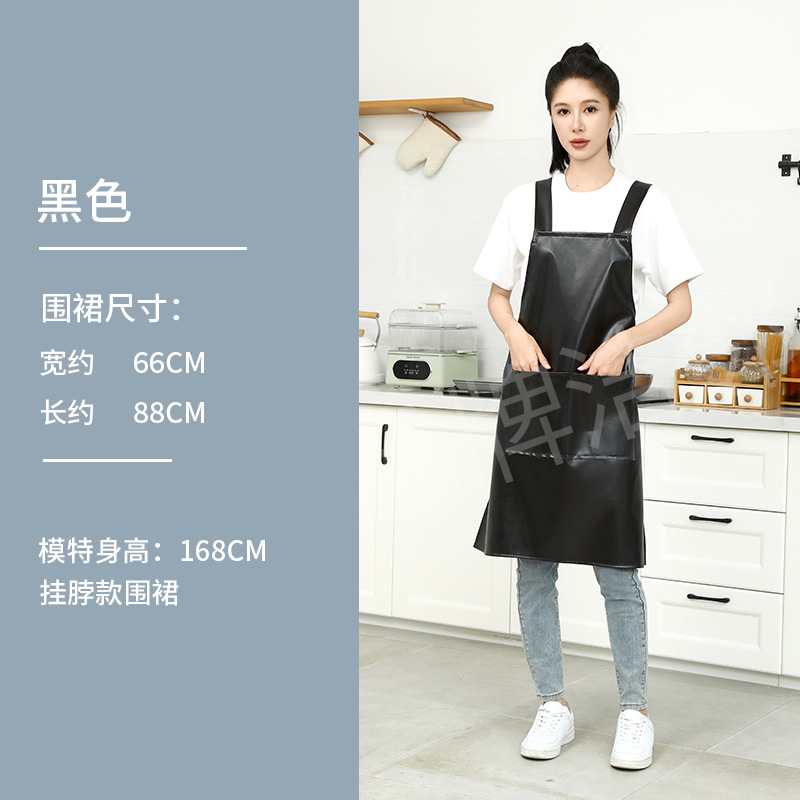 Delantal de doble hombro de cuero, bolsillo doble personalizado, ropa de trabajo gruesa, impermeable y a prueba de aceite, delantal de cuero resistente al desgaste y a la suciedad para hombres y mujeres