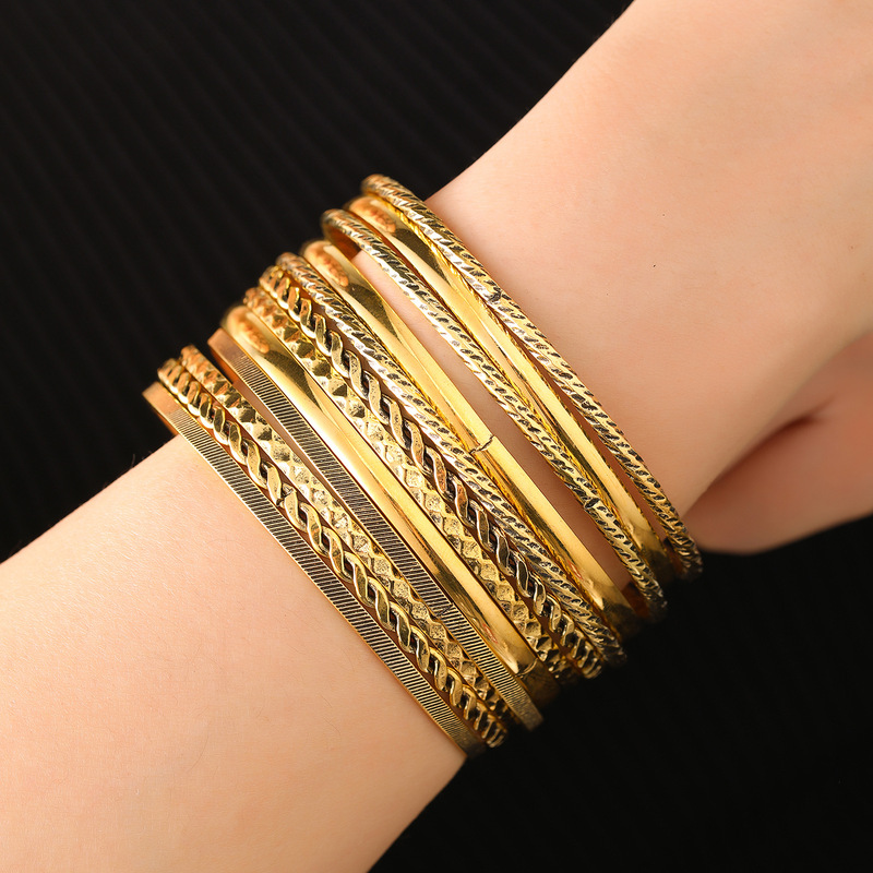 Gold Bracelet suit Bohemian Ethnic Style Jewelry Western Ancient Style Performance Gold Plated Fine Jewelry Factory Outlet