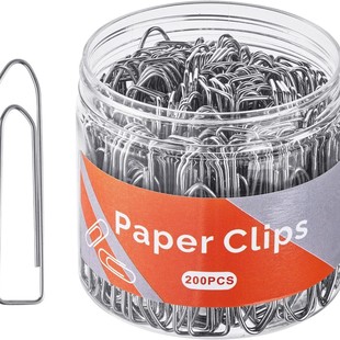 50mm Silver Boat-Shaped Paper Clips 200 Pieces/Pet Box