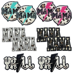 クロスボーダーtemuスポットホットモデル豹紋MAMAアイロン刺繍布貼りdiy帽子バッグ補助材料パッチ
