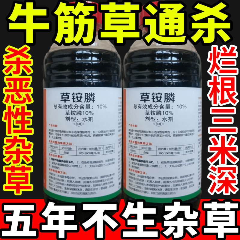 牛筋草通杀盐除草草安草铵磷草胺磷除牛筋草小飞蓬农药强力除草剂