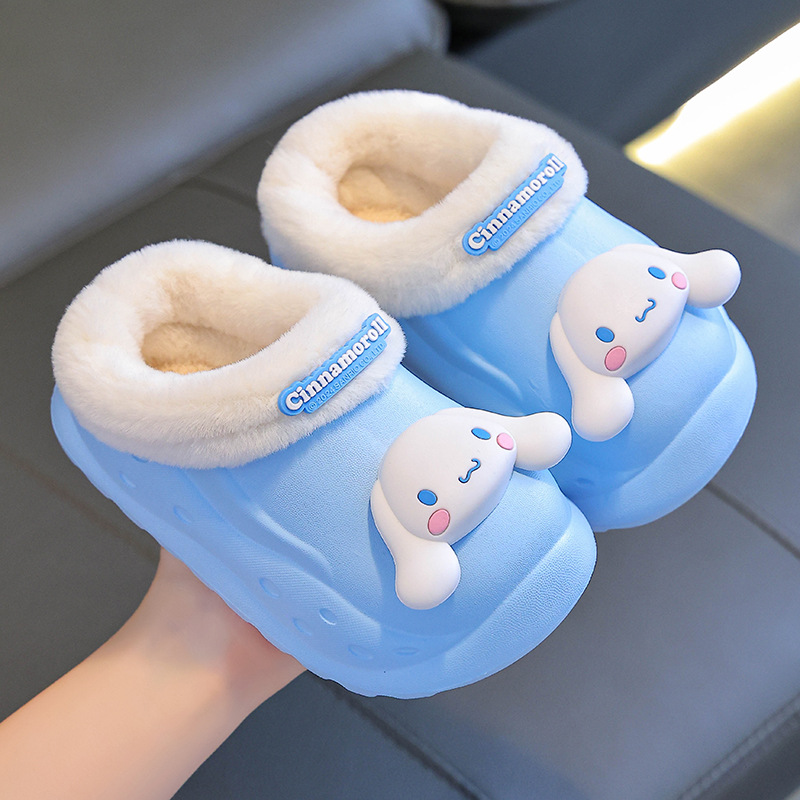 Sanliou zapatillas de algodón de invierno para niños, niñas y niñas, calentamiento y terciopelo, Kulomi, EVA impermeable para padres e hijos, tacones de algodón