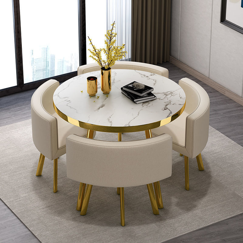 Negotiation Area Table and Chair Set One-in-one Table Four-chair Modern Simple Reception Round Table Reception Table Sales Department Reception Table
