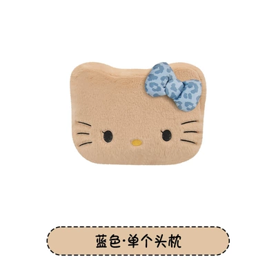 Headrest Kt Cat Headrest Pillow, Car Headrest - bear-head-reverse-leopard-print-kt-a-blue-bow-headrest