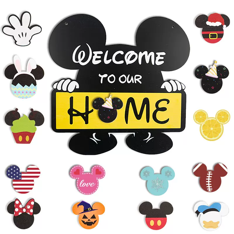 复活节独立日木制家居装饰Welcome木质挂牌节日欢迎门牌DIY可替换