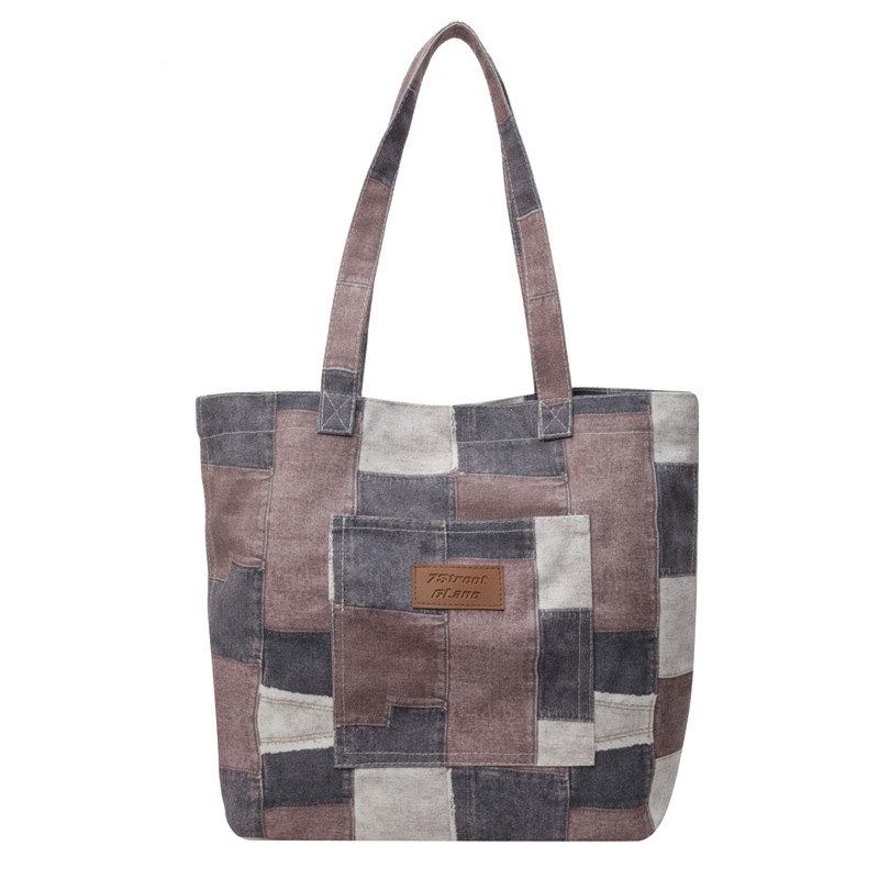 Bolso de mezclilla de gran capacidad para mujer 2024 nuevo bolso de hombro de color de contraste de moda bolso de viajero casual de todo fósforo de moda