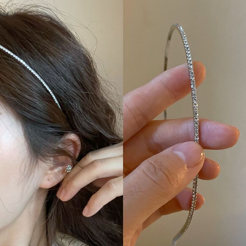 Classic Ultra-Fine Sparkling Diamond Zircon Headband, Thin Female Simple Diamond Headband, Fairy-Like Elegant Hair Accessory, Versatile Headwear