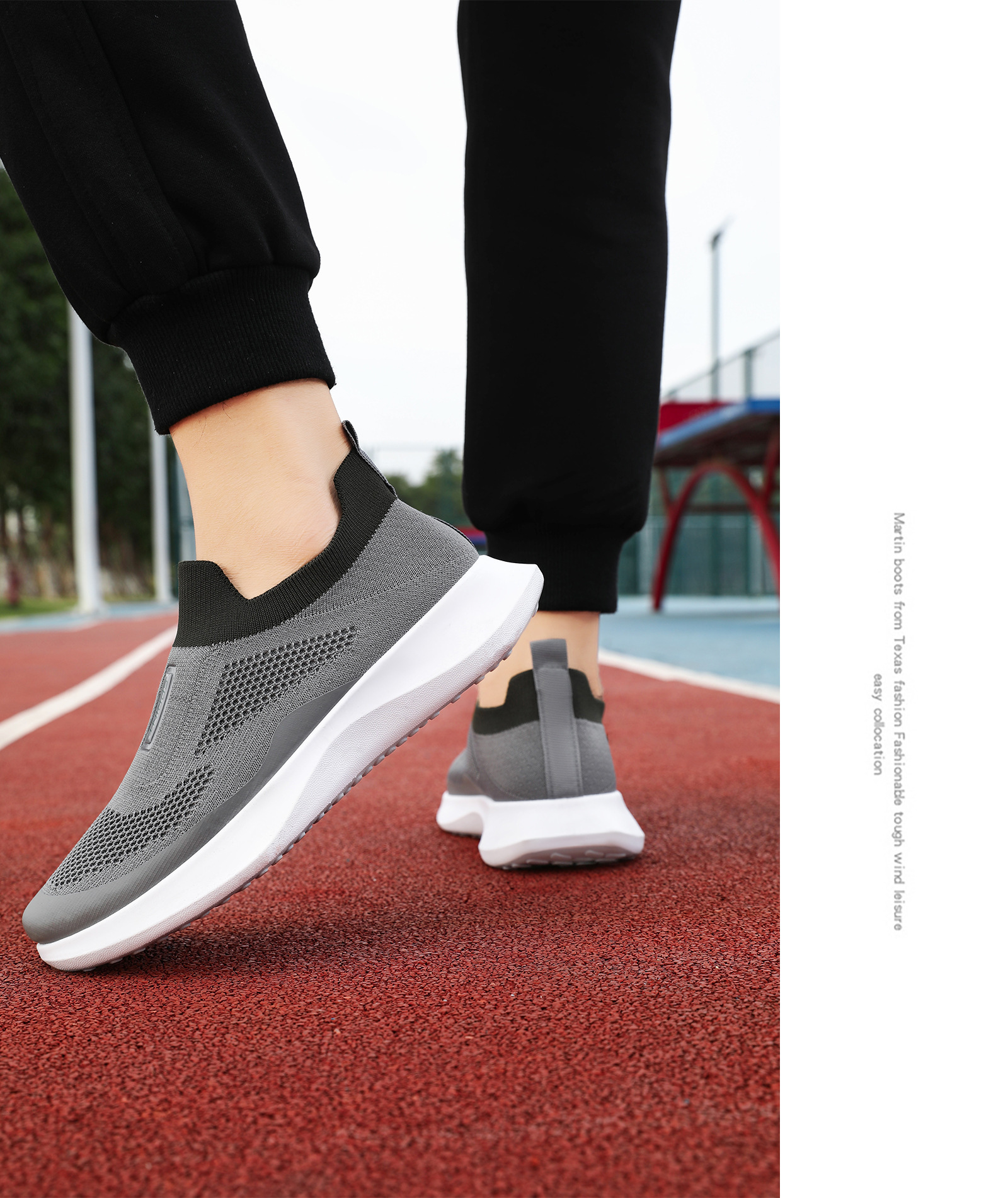 Men's Slip-On Walking Shoes Lightweight Breathable Knit Loafers Comfortable Casual Work Shoes For Men_vogvips.com