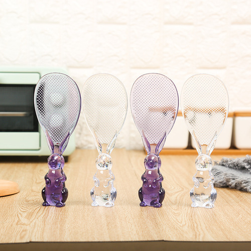 Caili Rice Ladle Cartoon Rabbit Non-stick Rice Scoop Wheat Straw Rice Cooker Serving Spoon Crystal Transparent Household Rice Ladle