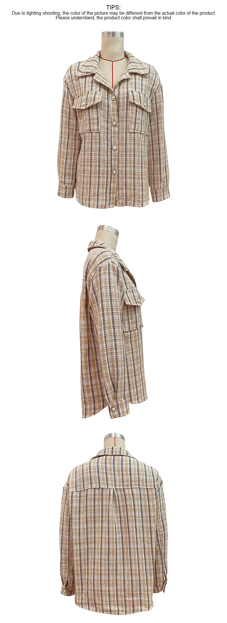 Women's Retro Plaid Cardigan Coat Lightweight Stylish Outerwear_voghion.com