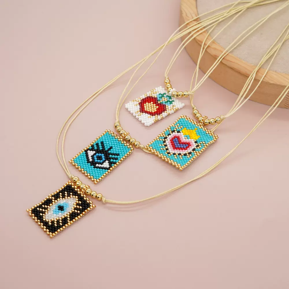 外贸热销爆款铜珠吊坠编织绳项链时尚百搭波西米亚风首饰项链批发