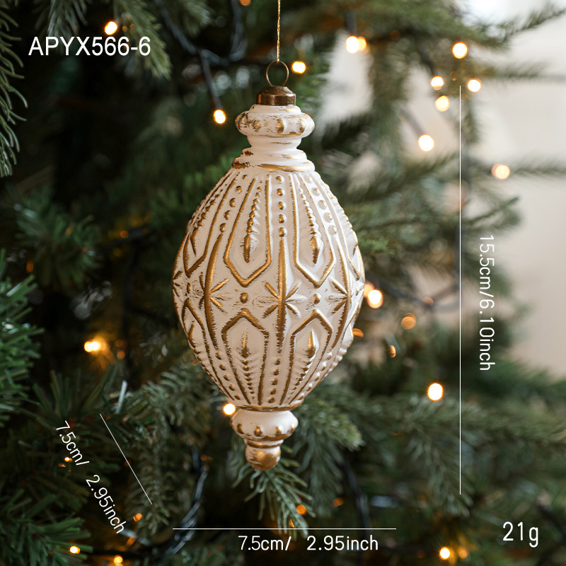 Nuevo plástico oro blanco bola de Navidad colgante mate retro ligero de lujo regalo de copo de nieve colgante árbol de Navidad