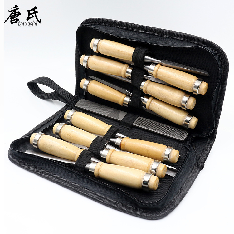 唐氏木凿刀14件套 木工雕刻刀雕花凿 手工雕刻刀