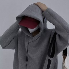 冬の高級感と帽子の男性の純色のゆったりとしたファッションブランドのゆったりとしたデザイン感insアメリカ機能風の上着