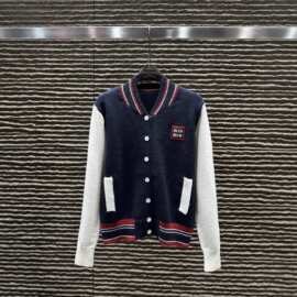 mm夹克针织外套刺绣方块标学院风针织棒球服女25秋冬9月新品外套