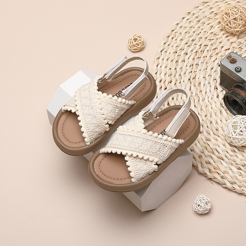 Children's Summer Sandals, Casual Soft Sole, Suitable for Both Young and Old Children, Students, Retro Ethnic Style, Comfortable for Beach Use