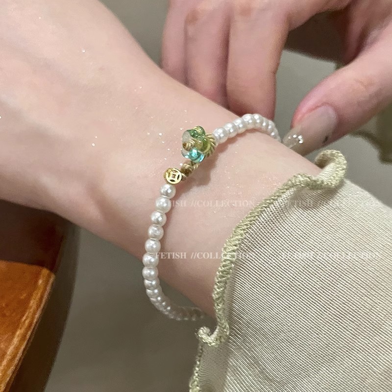 Ins風真珠ブレスレット女子レトロ小衆気質ビーズ手串高級感カップルの親友手飾り卸売り|undefined