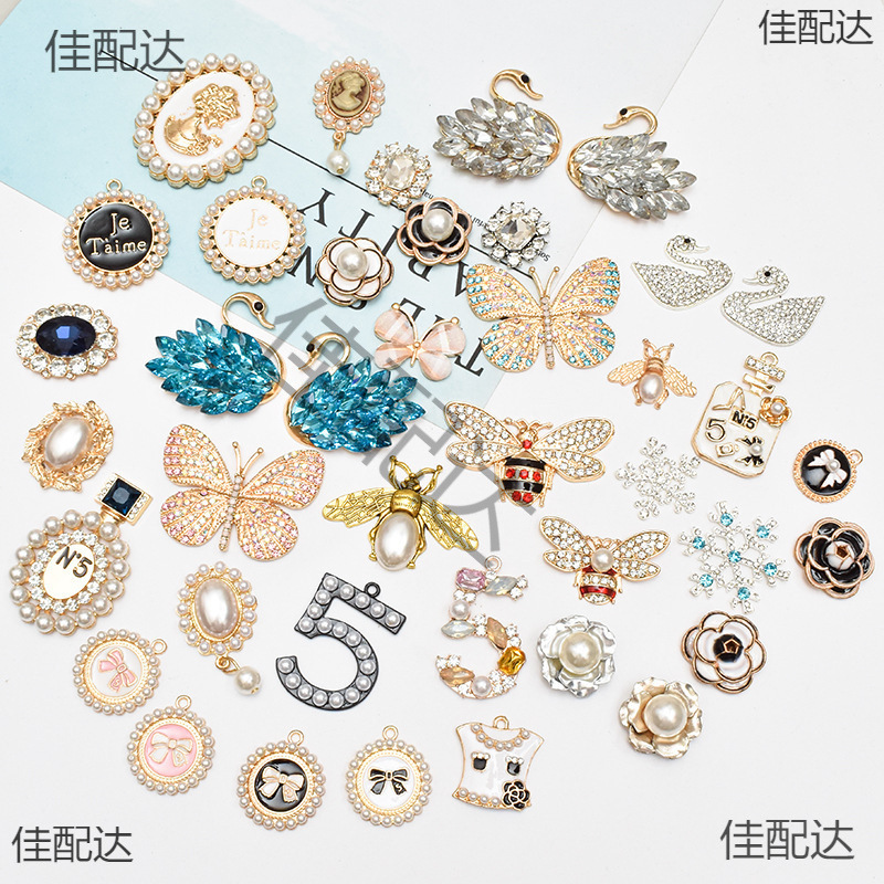 Croc Shoes Accessories Pearl Camellia Bow Alloy Hair Accessories DIY Jewelry Accessories