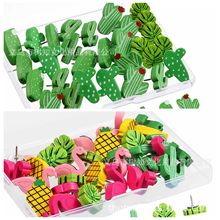 跨境工厂批发创意DIY木质图钉火烈鸟仙人掌造型按钉大头钉工字钉