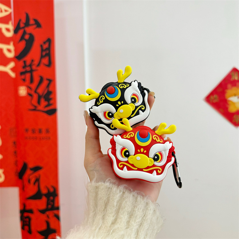 Suitable for Samsung Buds FE Wireless Bluetooth Earphone Case Protective Cover 3D Silicone Lion Chinese Style Buds2 Case