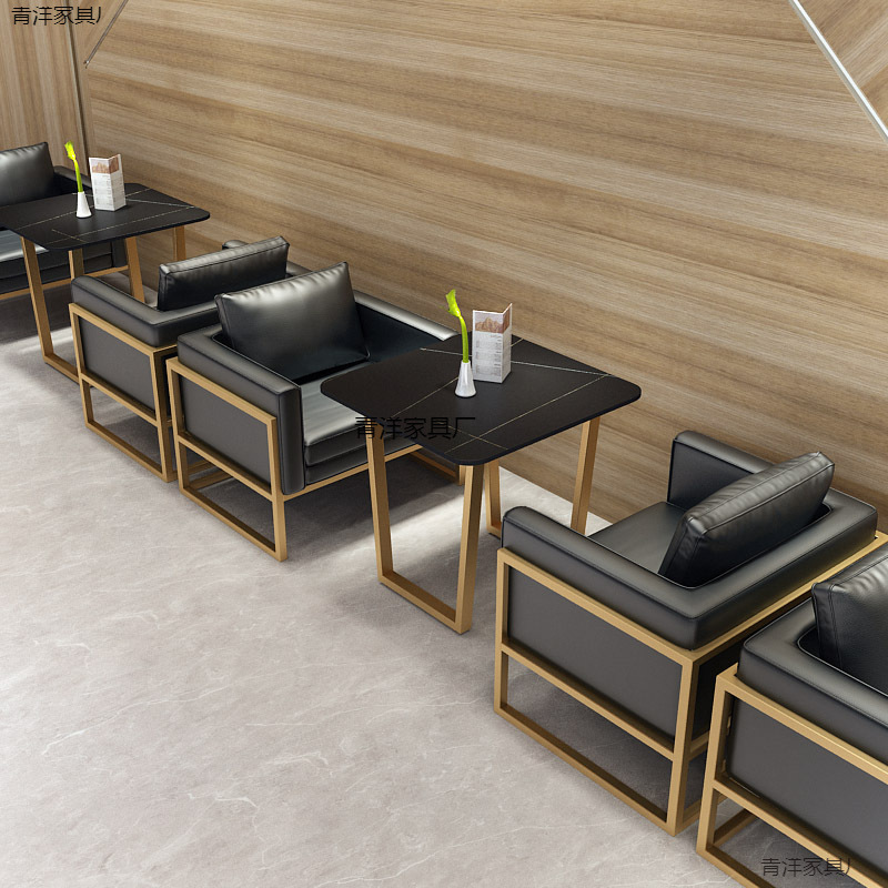 Nórdico Bar Bar Sofá Lounge Casual Sofá Comercial Sofá de cuero Mesa de té Mesa de comedor