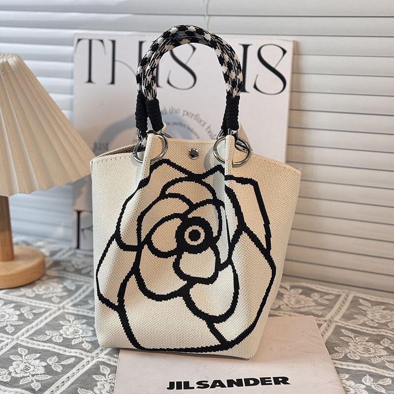 2026 Cross-Border Bestseller Knitted Portable Handbag for Work, Large Capacity Lunch Box, Commuting Companion Gift Bag 2026 Cross-Border Bestseller Knitted Portable Handbag for Work, Large Capacity Lunch Box, Commuting Companion Gift Bag