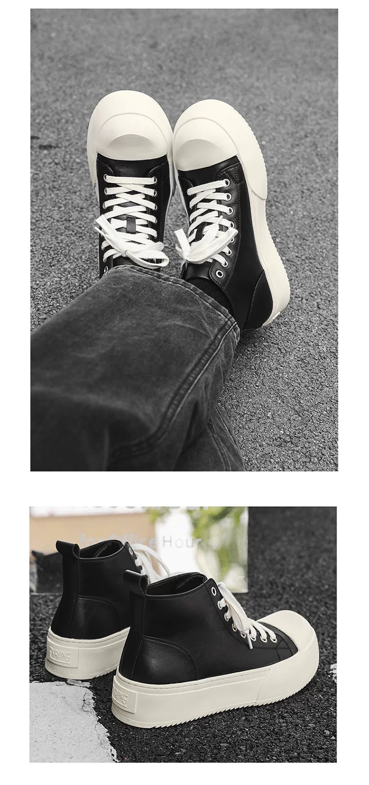 Baskets ShoeVault Big Toe décontractées, style américain urbain, semelle épaisse rehaussante, derby pour homme, collection 2025, polyvalentes et idéales pour les trajets quotidiens._voghion.com