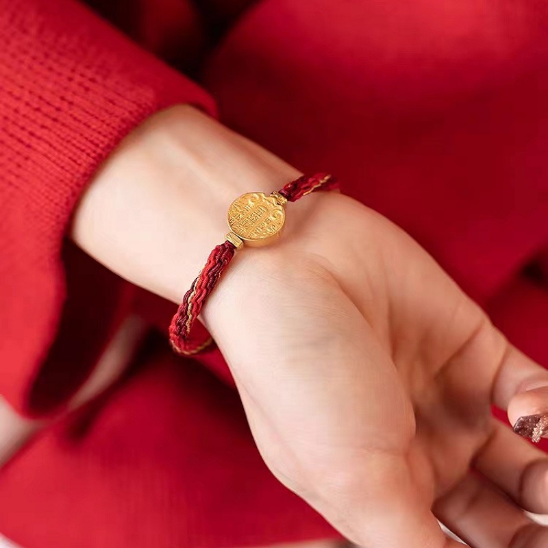 Dios de la riqueza de cinco vías pulsera de cuerda roja Semana de la moda de Milán femenina Xiao Zhan mismo estilo nudo de diamante Xizango pulsera tejida año de nacimiento
