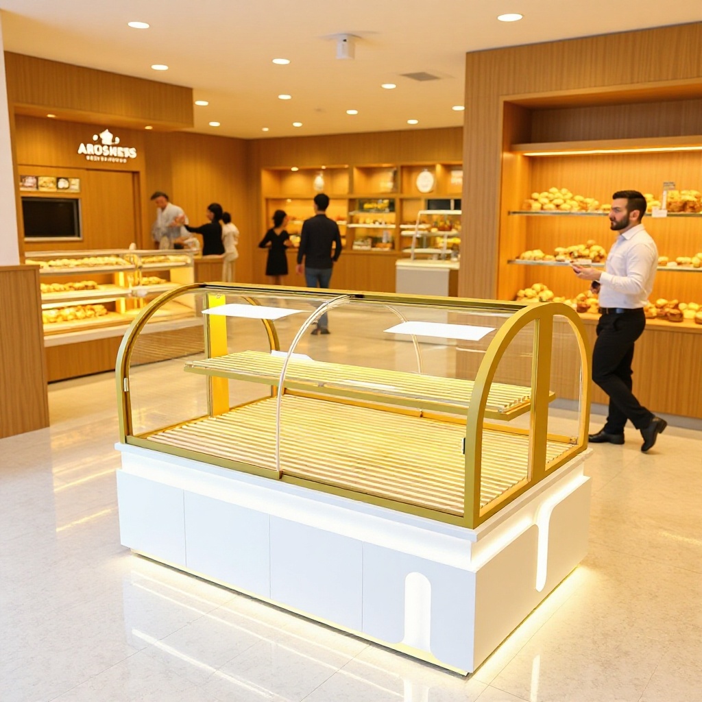 工厂定制各种圆弧形中岛柜面包店展示柜玻璃柜蛋糕烘焙边岛柜商用