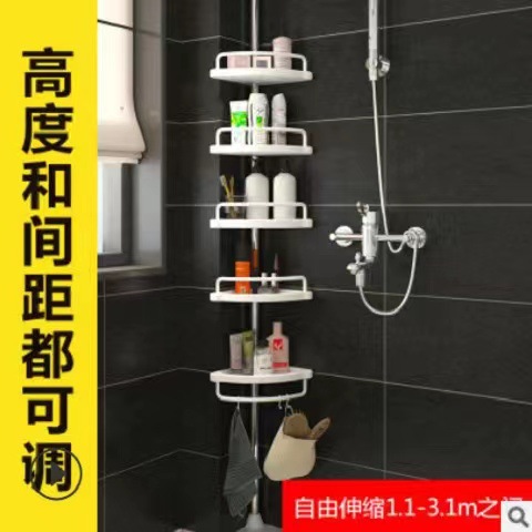 Estante de almacenamiento de esquina de baño de acero inoxidable sin perforación