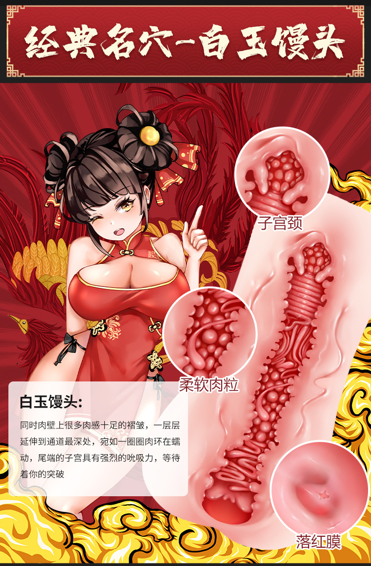 Mystery Jiangdong Three Sisters Male Masturbator Cup, TPE, Manual, Includes Lubricant — detail image 5
