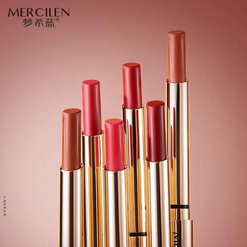夢希藍傾城鎖妝固色雨衣口紅保濕不沾杯雙頭三效口紅廠家滋潤