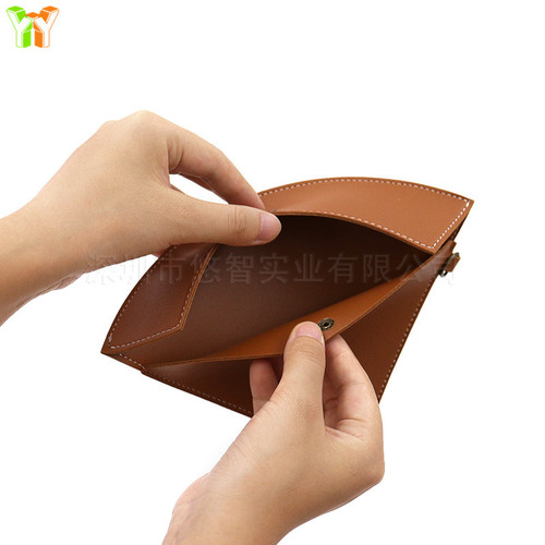 One piece drop shipping coffee filter leather case, outdoor portable coffee filter storage hanging bag, filter paper fan-shaped leather case