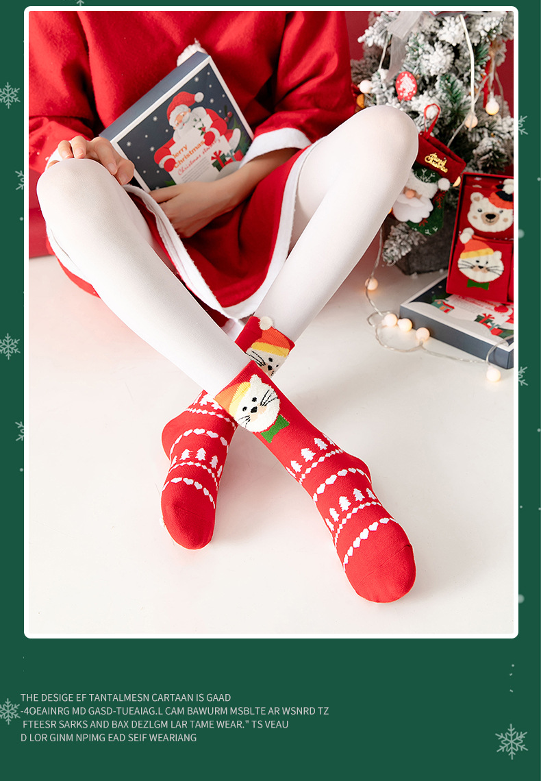 Women's Cartoon Style Animal Santa Claus Elk Cotton Crew Socks 1 Set display picture 1