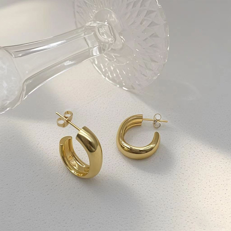 Holiday Occasion Titanium Steel Material In Stock Wholesale 2025 New Earrings Fashionable High-Grade Non-Fading Earrings Geometric Titanium Steel Ear Ring Ins Style