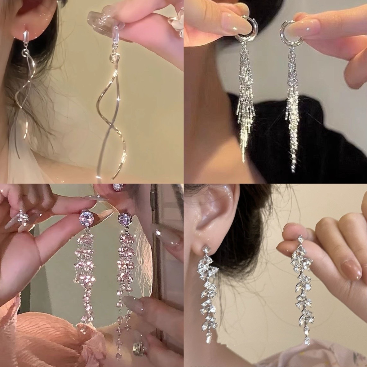 Pendientes de perla de diamantes con aguja de plata de súper hada, pendientes de borla de flores, pendientes de moda francesa, pendientes de nicho para mujer, lujo ligero, sentido de alta gama