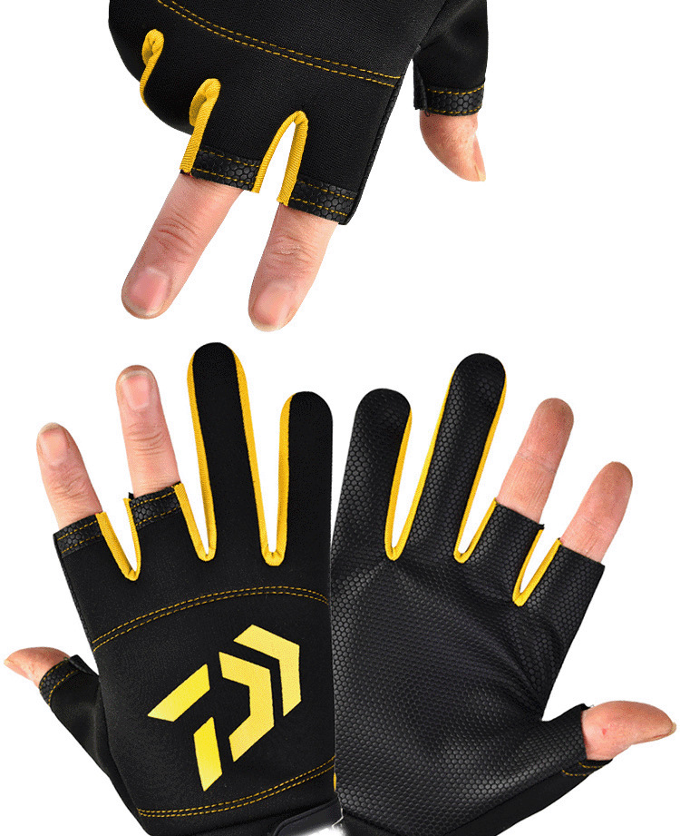 钓鱼手套露三指男女防滑防护户外运动骑行垂钓半指手套