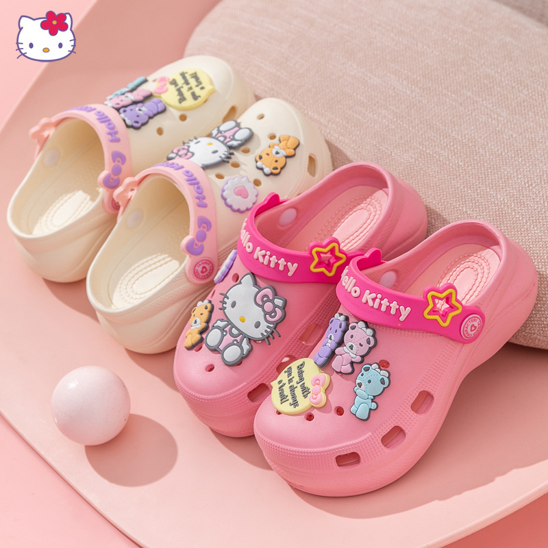 KT Cat Children's Hole Shoes for Girls - 2022 Summer New Cartoon Style EVA Light Sole Cooling Slippers - Princess Outdoor Beach Slippers