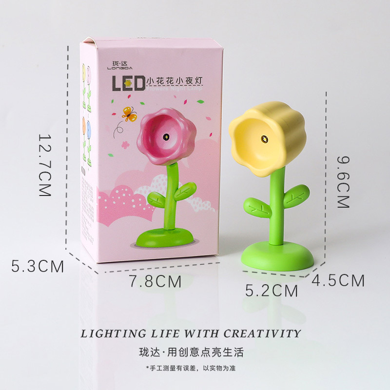 Batterie-Tischlampe Cartoon-Blumen DIY Creme-Gel Nachtlicht Mini-LED Stimmungslicht Kreatives Geschenk Dekofigur
