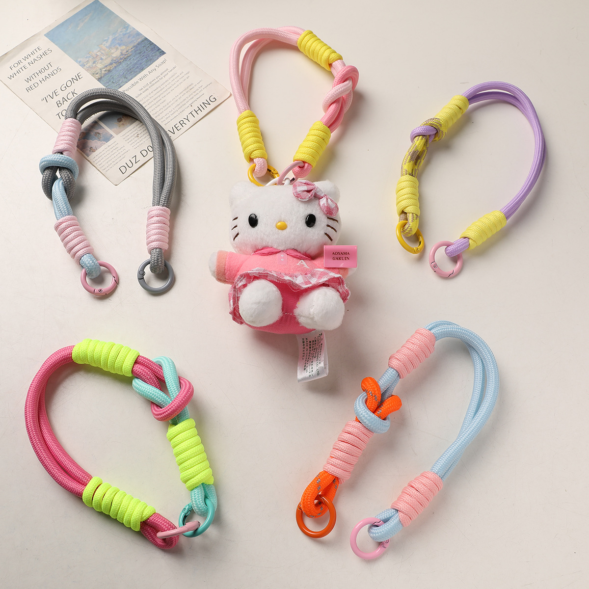Personalidad de la cuerda de muñeca de nylon cuerdas de color cadenas de llaves de teléfonos móviles bolsas de moda accesorios de muñeca