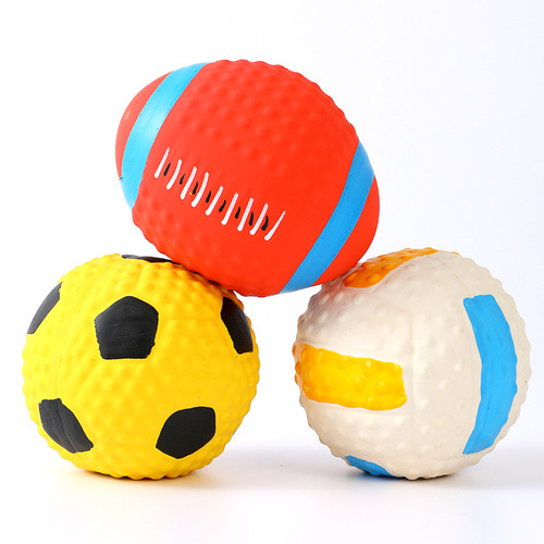 Popular Japanese and Korean high-elastic cotton-filled high-quality latex pet toys, football and rugby sounding latex toys