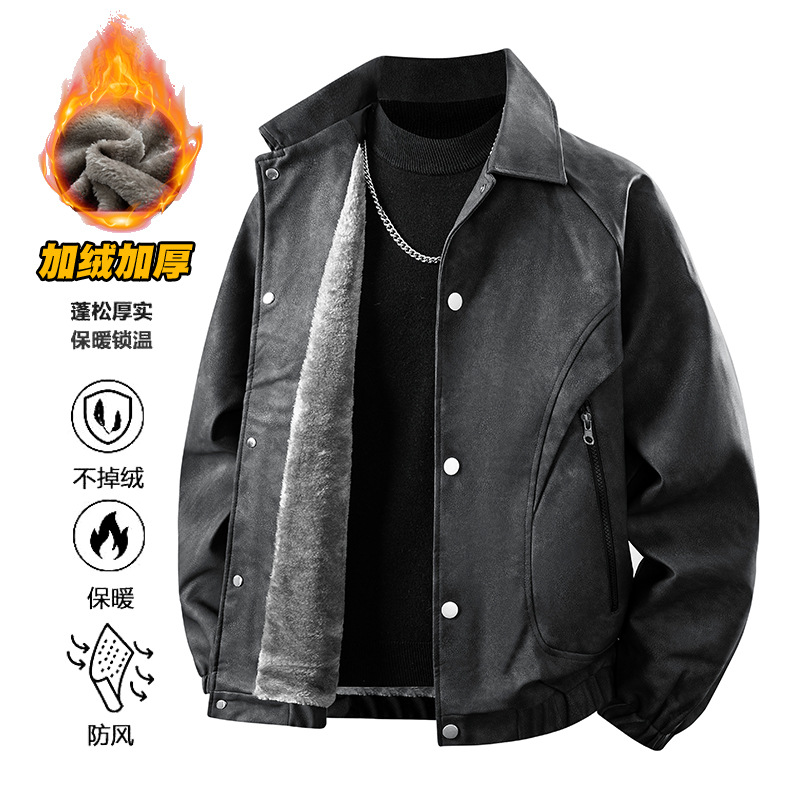 Añadir algodón grueso hombre otoño invierno americano chaqueta vintage locomotora hombre nuevo abrigo de algodón extra grande suelto