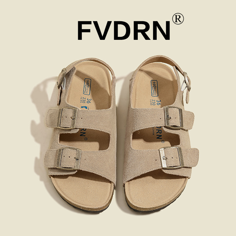 Todo cuero ~ Buckener plataforma zapatos de mujer 2025 verano nuevo estilo Velcro vintage zapatos romanos sandalias Boken