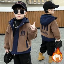 儿童冬装男童加绒外套新款中小童宝宝秋冬季帅气加厚摇粒绒棉衣袄