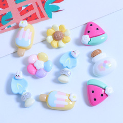 迷你小西瓜夏天奶油膠自製手機殼髮夾材料樹脂配件飾品水杯貼