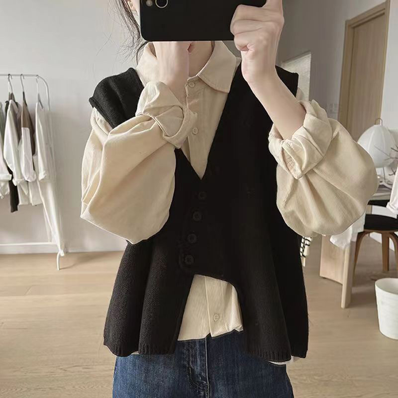 Chaleco irregular diseño con cuello en V chaleco abrigo mujer Dongdaemun corto de moda sin mangas Chaleco de punto chaleco image 5