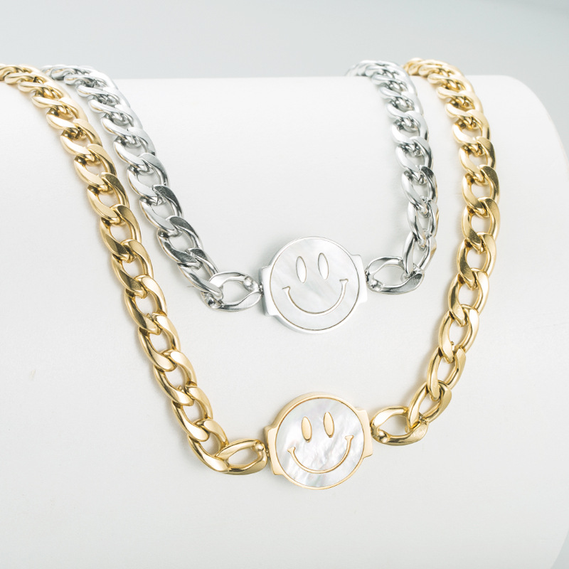Fashion Smiley Face Titanium Steel Necklace Plating Chain Stainless Steel Necklaces